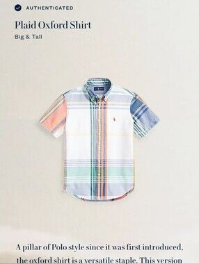 Ralph Lauren Plaid Oxford Polo EUC 3X